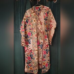 Long Floral Shirt (Kurta) With Tassels.